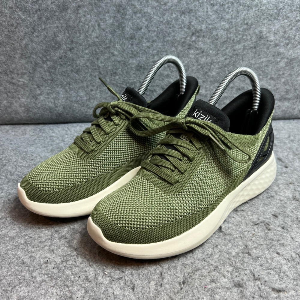 Kizik Athens  Hands-Free Slip On Sneakers Olive Green Knit Womens Shoes Size 6.5